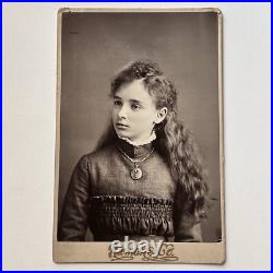 Antique Cabinet Card Photograph Lovely Girl Long Beautiful Hair San Francisco CA