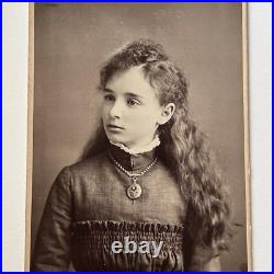 Antique Cabinet Card Photograph Lovely Girl Long Beautiful Hair San Francisco CA
