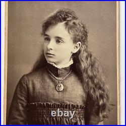 Antique Cabinet Card Photograph Lovely Girl Long Beautiful Hair San Francisco CA