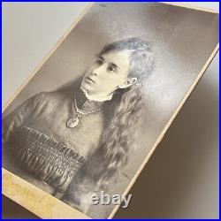 Antique Cabinet Card Photograph Lovely Girl Long Beautiful Hair San Francisco CA