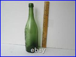 Antique California Yellow Green Tall Blob Beer Bottle san francisco nearmint