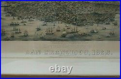 Antique Gray & Gifford's View of San Francisco 1868 Framed Litho Bird's Eye Map