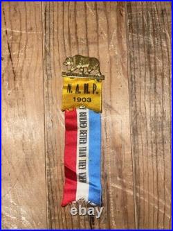 Antique Master Plumber Ribbon Pin San Francisco California 1903