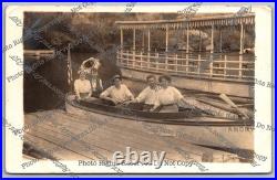 Antique RPPC young vacationers in boat on lake California Real Photo Postcard Antique RPPC young vacationers in boat on lake California Real Photo Postcard