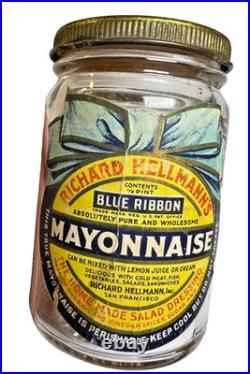 Antique Richard Hellmann's Ribbon Mayonnaise Jar San Francisco California Label