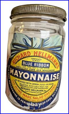 Antique Richard Hellmann's Ribbon Mayonnaise Jar San Francisco California Label Antique Richard Hellmann's Ribbon Mayonnaise Jar San Francisco California Label