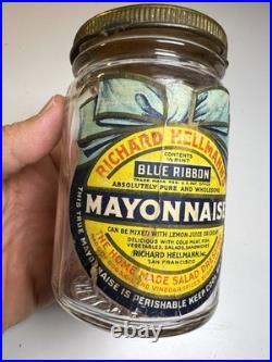 Antique Richard Hellmann's Ribbon Mayonnaise Jar San Francisco California Label