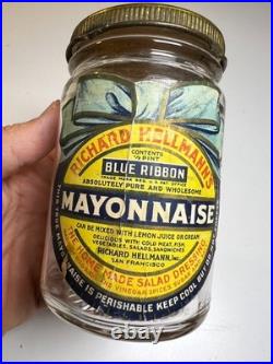 Antique Richard Hellmann's Ribbon Mayonnaise Jar San Francisco California Label
