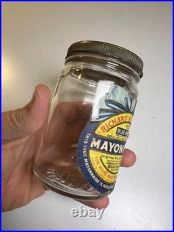 Antique Richard Hellmann's Ribbon Mayonnaise Jar San Francisco California Label