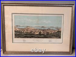 Antique San Francisco 1854 Lithograph Henry Bill Matted, Framed Original D. 1854
