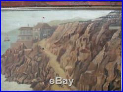 Antique San Francisco Painting Early California Coastal Primitive Landscape Old