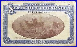 Antique Vintage 1913-1914 California Hunting License San Francisco Resident