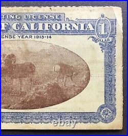 Antique Vintage 1913-1914 California Hunting License San Francisco Resident
