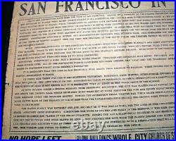 Best 1906 San Francisco Earthquake California Fire Disaster 1st Report Newspaper