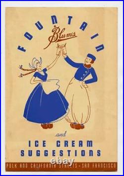 Blum's Fountain & Ice Cream Suggestions Menu San Francisco California 1930's