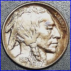 Brilliant Unc 1913-s Type-i Buffalo Nickel Ms, Ms, Full Horn & Date, Lustrous