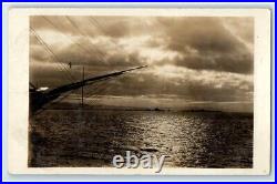 C1910 Ship Intrepid Alameda Pier Moonlight San Francisco Bay CA RPPC Postcard