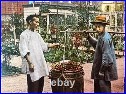 CHINATOWN POSTCARD san francisco STREET SCENE chinese VEGETABLE PEDDLER garden