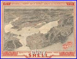 C. 1927 Rare Large (44 x 33.5') Shell Bird's-Eye View of San Francisco Bay Area