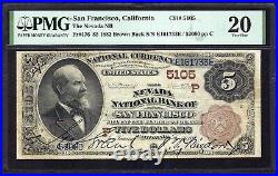Ca 1882 $5 Brown Back? San Francisco, California? The Nevada Nb Pmg Vf 20