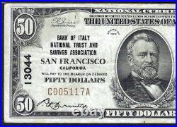 Ca 1929 $50 Bank Of Italy? San Francisco, California? Pmg Very Fine 30