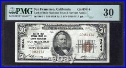 Ca 1929 $50 Bank Of Italy? San Francisco, California? Pmg Very Fine 30