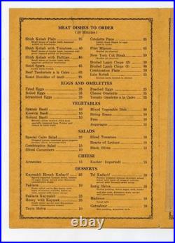 Cairo Restaurant Menu Fourth St San Francisco California 1939 First Armenian
