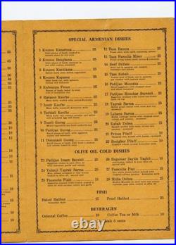 Cairo Restaurant Menu Fourth St San Francisco California 1939 First Armenian