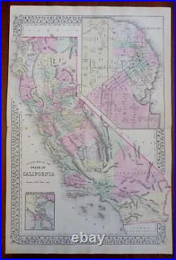 California County Map San Francisco Bay Los Angeles San Diego 1882 Mitchell map