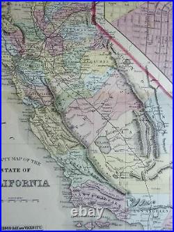 California County state Map with city plan San Francisco 1872 Mitchell map