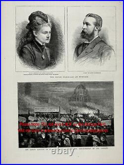 California San Francisco Anti-Chinese Rally, Large 1880s Antique Print & Article