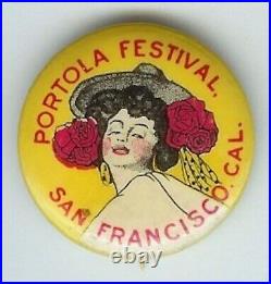 California Souvenir Pinback Portola Festival San Francisco 1910's Antique #1 Pin California Souvenir Pinback Portola Festival San Francisco 1910's Antique #1 Pin