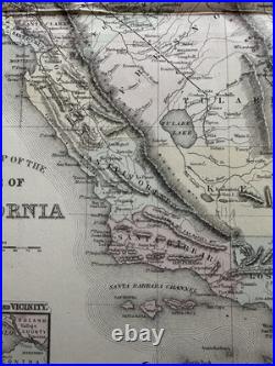 California with San Francisco plan 1874 Mitchell decorative hand colored nice map