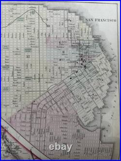 California with San Francisco plan 1874 Mitchell decorative hand colored nice map