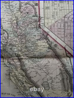 California with San Francisco plan 1874 Mitchell decorative hand colored nice map