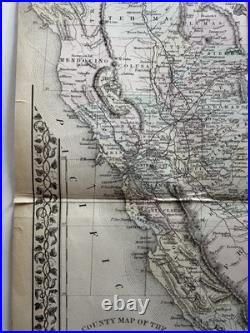 California with San Francisco plan 1874 Mitchell decorative hand colored nice map
