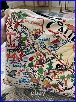 Catstudio Pillow CALIFORNIA Hand Embroidered 20x20 New San Francisco Hollywood