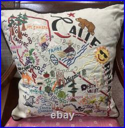 Catstudio Pillow CALIFORNIA Hand Embroidered 20x20 San Francisco Hollywood