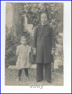 Chinese Servant With Child White Boy Snapshot Rare Handsome Young