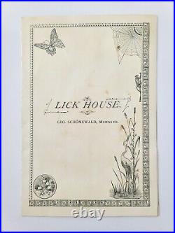 Extremely Rare Lick House Hotel Wine Menu, San Francisco, California 1880