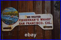 FISHERMAN'S WHARF SAN FRANCISCO CALIFORNIA SIGN CIRCA 1950s PAINTED METAL TOPPER