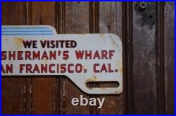FISHERMAN'S WHARF SAN FRANCISCO CALIFORNIA SIGN CIRCA 1950s PAINTED METAL TOPPER