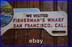 FISHERMAN'S WHARF SAN FRANCISCO CALIFORNIA SIGN CIRCA 1950s PAINTED METAL TOPPER