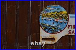 FISHERMAN'S WHARF SAN FRANCISCO CALIFORNIA SIGN CIRCA 1950s PAINTED METAL TOPPER