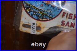 FISHERMAN'S WHARF SAN FRANCISCO CALIFORNIA SIGN CIRCA 1950s PAINTED METAL TOPPER