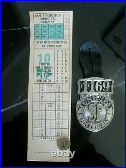 Fare Ticket + TOKEN San Francisco CABLE CAR Municipal Railway EMPLOYEE Badge