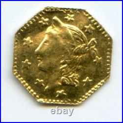 Flashy 1857 OCT LIB G25C CALIFORNIA GOLD, BG-1301A, RARITY 1, GOLD