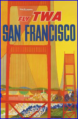Fly TWA, San Francisco David Klein 1958 California Retro Travel Poster Print