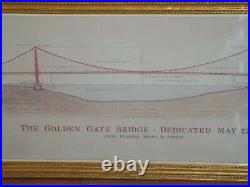 Framed 36 X 13 Golden Gate Bridge Dedicated May 27 1937 Panoramic view