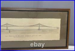 Framed Golden Gate Bridge Dedicated May 1937 Panoramic view True Vintage MINT
